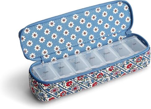 Vera Bradley Women's Cotton Travel Pill Case, Marrakesh Vines Cream, One Size in Saudi Arabia