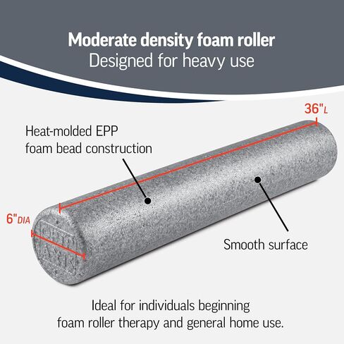 OPTP Silver AXIS Foam Roller - Moderate Density (36-Inch Round) - Eco-Friendly, Durable Massage Roller for Physical Therapy, Exercise, Deep Tissue Muscle Relief, and Workout Recovery in Saudi Arabia