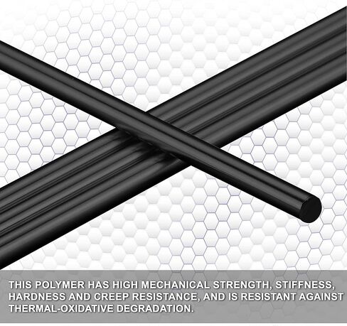 متجر Simond - Delrin - قضيب دائري من البوليمر الأسيتال، قطر 3/4 بوصة × طول 36 بوصة - أسود غير شفاف in Kuwait