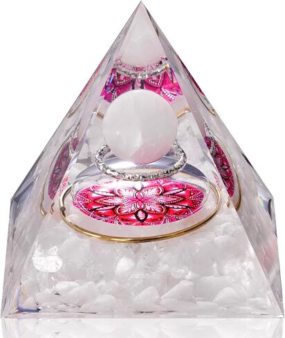 NiHome Handcrafted Orgone Crystal Pyramid with Natural Amethyst & Obsidian - Natural Resin & Gold Foil Energy Balancing Stress Relief Healing Crystal for Meditation, Yoga & Spiritual Growth (Purple) in Saudi Arabia