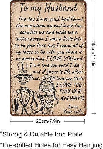 To My Husband Novelty Metal Sign,The Day I Met You Retro Wall Decor for Home,Kitchen Living Room,Bedroom,Gift for Husband,Size 8X12 in Saudi Arabia