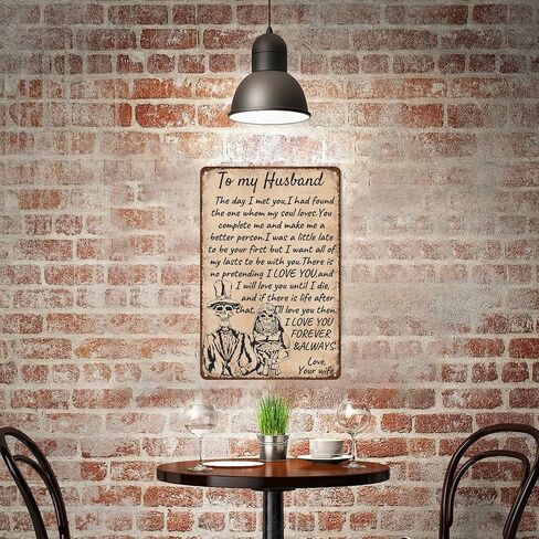 To My Husband Novelty Metal Sign,The Day I Met You Retro Wall Decor for Home,Kitchen Living Room,Bedroom,Gift for Husband,Size 8X12 in Saudi Arabia