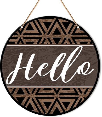 Modern Welcome Sign Front Door Decor, Geometric Hello Welcome Wood Hanging Sign Decor Farmhouse Wall Sign Bohemian Decorations for Door, Porch, Home, Housewarming Gift for New House Home Apartment in Saudi Arabia