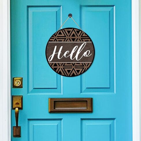 Modern Welcome Sign Front Door Decor, Geometric Hello Welcome Wood Hanging Sign Decor Farmhouse Wall Sign Bohemian Decorations for Door, Porch, Home, Housewarming Gift for New House Home Apartment in Saudi Arabia