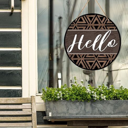 Modern Welcome Sign Front Door Decor, Geometric Hello Welcome Wood Hanging Sign Decor Farmhouse Wall Sign Bohemian Decorations for Door, Porch, Home, Housewarming Gift for New House Home Apartment in Saudi Arabia