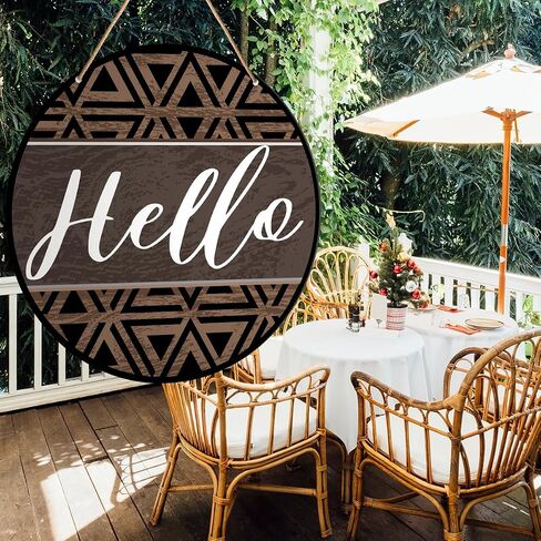 Modern Welcome Sign Front Door Decor, Geometric Hello Welcome Wood Hanging Sign Decor Farmhouse Wall Sign Bohemian Decorations for Door, Porch, Home, Housewarming Gift for New House Home Apartment in Saudi Arabia