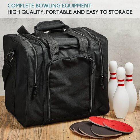 مجموعة ملحقات البولينج، حقيبة كرة البولينج لكرة واحدة مع حامل كرة مبطن، أغطية أحذية البولينج غير قابلة للانزلاق، كرة البولينج المتأرجحة، وسادة الصنفرة، منشفة كرة البولينج، واقي حماية الإبهام in Kuwait