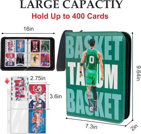 Basketball Card Binder 400 Pockets for Basketball Trading Cards Collectors,Portable Waterproof Card Storage Book with Removable Clear Sleeves,Compatible with Basketball and Sports Cards in Saudi Arabia