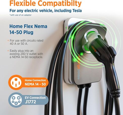 ChargePoint Home Flex Level 2 EV Charger NACS, Hardwired EV Fast Charge Station, Electric Vehicle Charging Equipment Compatible with Tesla in Saudi Arabia