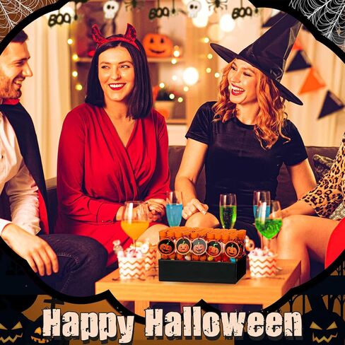 Photect 50 مجموعة أنابيب اختبار الهالوين 100 × 16 مم أنابيب بلاستيكية شفافة مع أغطية 10 مل أنابيب حلوى لتخزين الحلوى، تجارب علمية، هدايا حفلات الهالوين in Kuwait