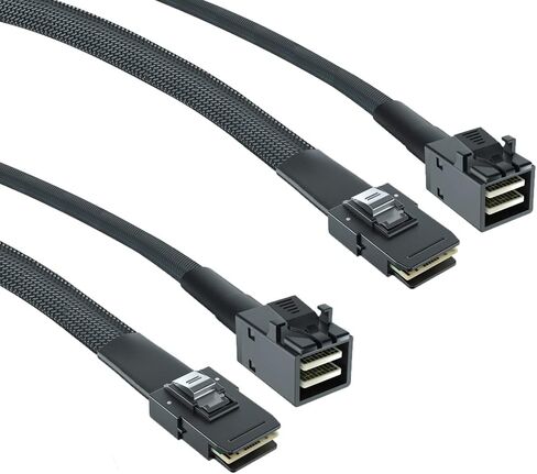 3.12G Internal Mini SAS HD SFF-8643 to SFF-8087 Cable, Right Angle to Straight, 0.5m Internal Mini SAS to Mini SAS Cable, 36 Pin, with Sideband, 100 Ohm, Flexible, Support RAID, PCIE Controller, 1.6ft in Saudi Arabia