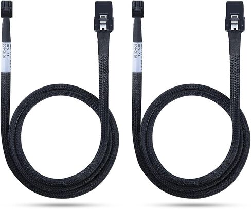 3.12G Internal Mini SAS HD SFF-8643 to SFF-8087 Cable, Right Angle to Straight, 0.5m Internal Mini SAS to Mini SAS Cable, 36 Pin, with Sideband, 100 Ohm, Flexible, Support RAID, PCIE Controller, 1.6ft in Saudi Arabia