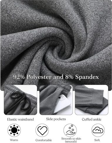 3 Pack Men's Lounge Pants with Pockets, Fleece Thermal Sleep Pajama Pants Relaxed Fit Jogger Sweatpants for Men in Saudi Arabia