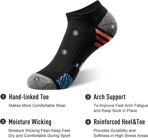 ECOEY Boys and Girls No Show Cushioned Athletic Running Socks Multipack in Saudi Arabia