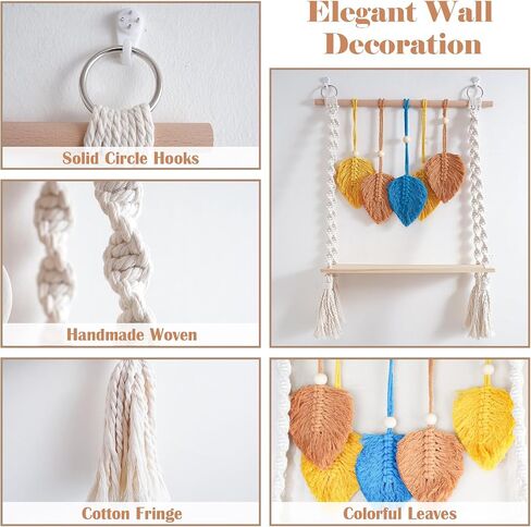 Macrame Wall Hanging Shelf Tier 1, Handmade Woven Boho Shelf Decor Macrame Wall Decor, Floating Hanging Plant Shelf Storage Organizer for Bathroom Bedroom Nursery in Saudi Arabia