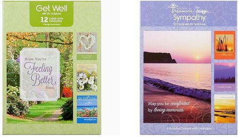 IG98641-RE Religious Get Well Soon Card Set with Envelopes, 12 Cards, 4.75'' W x 6.5'' H, Floral and Landscape Photography in Saudi Arabia
