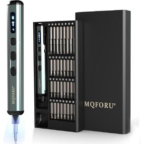 MQFORU Mini Electric Screwdriver, 72 in 1 Precision Screwdriver Kit with 64 Magnetic Bits, 5 Torque Settings，LED Screen Display, Rechargeable Power Screwdriver for Precision Work Phone Watch Camera