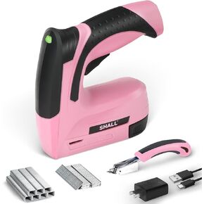 SHALL Electric Staple Gun, 3 in 1 Cordless Upholstery Stapler Nail Gun for Wood, 4V Rechargeable Brad Nailer Kit w/ 2500 Staples Nails, Staple Remover & Fast Charger for Crafts, DIY, Decoration