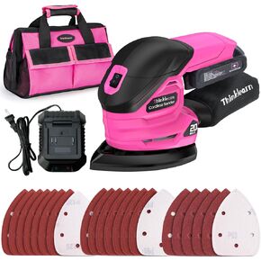 Cordless Detail Sander - 20V Electric Hand Sander with 22Pcs Sandpapers, 12000 RPM Mouse Sander with Dust Bag, Compact Palm Sander Tool for Tight Spaces Woodworking, 2.0Ah Battery and Charger Included