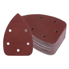 60pcs Mouse Sander Detail Sandpaper - [3000 Grit, 3.5" x 5.5"] Triangle Hook and Loop Assorted Sanding Pads Sheet for Wood Furniture Polishing Use | 5 Hole, Aluminum Oxide