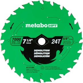 Metabo HPT Circular Saw Demo Blade, 7-1/4-Inch, 24-Tooth, Industrial High Performance Tungsten Carbide, PTFE Coating, Laser-Cut Expansion Slots, 115758M