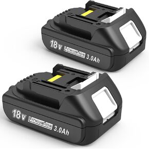 2 Packs 3.0Ah 18 Volt Replacement Battery Replacement for Makita 18v Battery, Compatible with Original 18v Chargers and Cordless Power Tools