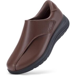 FitVille Diabetic Shoes for Women Slip On Classic Oxford Shoes Adjustable Strap Business Formal Dress Shoes PU Leather Loafers Edema Shoes Plantar Fasciitis Sneakers - EasyTop Dress Shoes V1