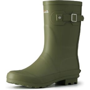 HISEA Women's Mid Calf Rubber Rain Boots Waterproof Wellington Garden Boots in Kuwait