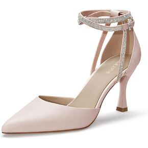 ALICEPUB Women's Closed Pointed Toe Heels Pumps Rhinestone Wedding Bridal Shoes for Bride 3Inch Stiletto Heels Dress Shoes for Women Party