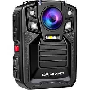 CAMMHD V8-64B 4K Body Camera 2160P, Two Battery 4400mAh Working 14Hours, H.265 Body Camera, IP68 Waterproof Body Camera with Audio and Video Recording, Night Vision Body Camera with Charging Dock