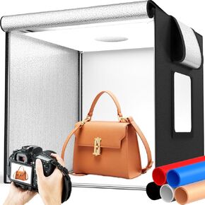 Light Box for Photography, Apoueik 32 x 32 Inch Large Lightbox with 234 LED, 3 Stepless Dimming Light Panel for Professional Shooting Tent, Upgrade Portable Photo Studio Box with 5 Color Backdrops