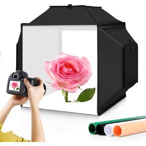 Upgrade 16 "x16" Photo Studio Light Box & Soft Box with 480 Adjustable LED Light Beads, High CRI Professional 4 Color PVC Background Portable Shooting Tent with Portable Carrying Bag and Gift Box.