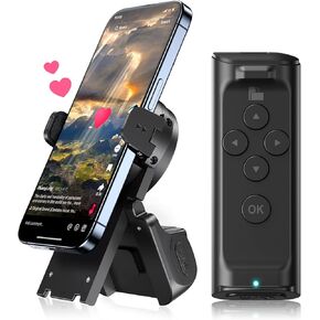 Remote Control Scrolling for TikTok, Page Turner for Ebook App, Bluetooth Phone Remote for Camera Selfie, Video Record, TikTok Bluetooth Remote Control with Cell Phone Holder for iOS Android