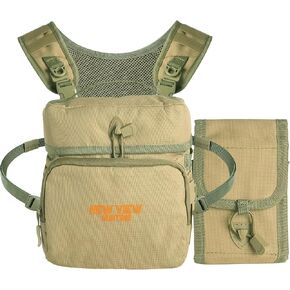 NEW VIEW Bino Packs for Hunting - Binocular Straps Harness Chest Pack with Detachable Rangefinder Pouch, Adjustable Camo Bino Harness & Rain Cover - Ideal for Bow Hunting- Medium