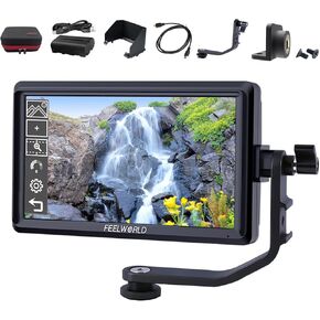FEELWORLD S55 V3+ Battery+ Carry Case 6 Inch DSLR Camera Field Monitor FHD 1920x1152 IPS LUT Video Peaking Focus Assist with 4K HDMI 8.4V DC Input Output