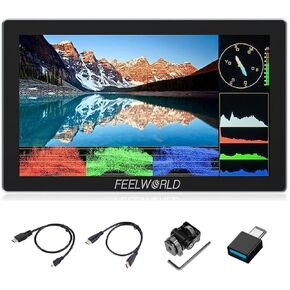 Feelworld P6X 5.5" Aluminium Camera Monitor, 1920 * 1080 Full HD 1000nits 160° Wide Viewing Touch Screen Monitor,4K 60HZ Input & Output HDMI 9:16 Marker for Film,Video,Live Streaming