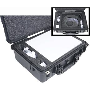 Waterproof Hard Case fits Starlink Mini Dish Kit -Precision Cut Foam For Starlink Mini, Kickstand, Pipe Adapter, Power Supply, Cables, Ethernet Cables & More in Dual Level Closed Cell Durable Foam