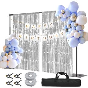 8.5x10ft Backdrop Stand Heavy Duty Photo Adjustable Background Frame Pipe and Drape Kit with Metal Flat Base for Wedding, Parties, Birthday, Festival, Video Studio
