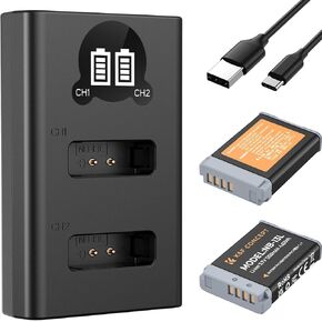 K&F Concept 2 Pack NB-13L Battery and Dual Slot Charger Set for Canon EOS G7 X Mark II, G7 X, G1 X Mark III, G5 X, G5X Mark II, G9 X, G9 X Mark II, SX620 HS, SX720 HS