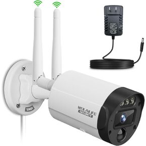 【2-Way Audio & PIR Motion Detection】 Dual Antenna Enhanced Outdoor Wireless Security Camera System, WiFi Video Surveillance, Home Security Cameras NVR, Complete with a 3M 12V1A Power Cable.