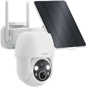 Solar Security Cameras Wireless Outdoor,2K 360° View 2.4Ghz WiFi Cameras,Battery Powered,Color Night Vision,PIR Spotlight&Siren,2-Way Audio,Works with Alexa,Easy Setup, D2(2.4G Only)