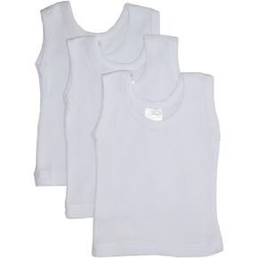 bambini Baby Boys Girls Unisex 3-Pack Sleeveless T-Shirts Tanks, White, Newborn Up to 13 Lbs