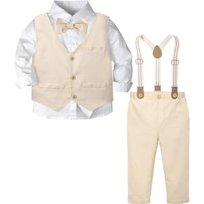 A&J DESIGN Toddler Boys Formal Clothes with Suspender Baby Wedding Outfit Kids Dress Suit Set in Kuwait