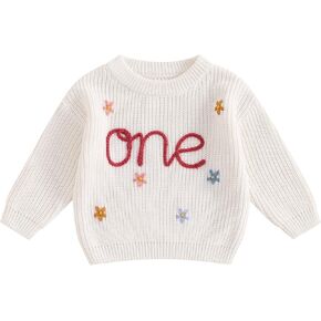 First Birthday Outfit Girl 1st Birthday Boy Gifts Sweatshirt Girls One Birthday Sweater Knitted Tops Fall Winter