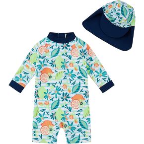 upandfast Baby/Toddler Swimsuit UPF 50+ Sun Protection One Piece Zipper Bathing Suit with Sun Hat Infant Beach Swimwear