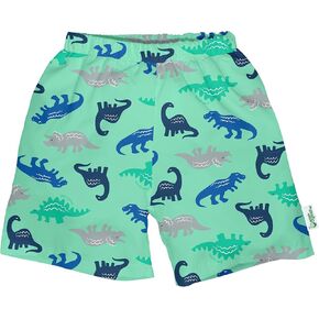 i play. by Green Sprouts Boys' Trunks with Built-in Reusable Swim Diaper, Seafoam Simple Dino, 6 Months