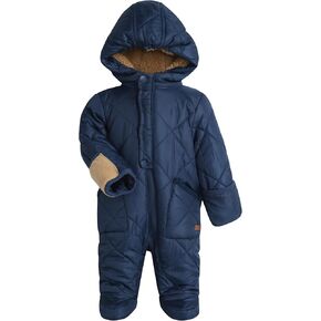 Perry Ellis Baby Boys' Pram Jumpsuit - Sueded Microfiber, Memory Quilted Snowsuit - Newborn Infant Outerwear Coveralls (0-9M)