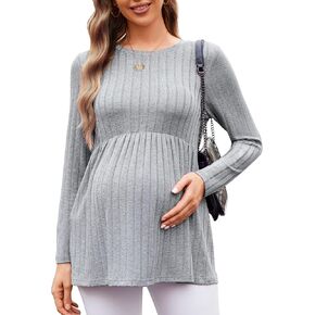 Maternity Shirts Dressy Long Sleeve Pregnancy Fall Tops Work Blouses | Long sleeve maternity shirts, crew neck tunic tops, Soft comfortable feel, Fall outfits, everyday pregnancy wear in Kuwait