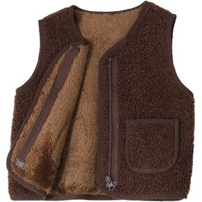 Patgoal Baby Boys Girls Sleeveless Jacket Full Zipper Soft Fleece Vest Kids Fall Winter Waistcoat Outerwear with Pockets
