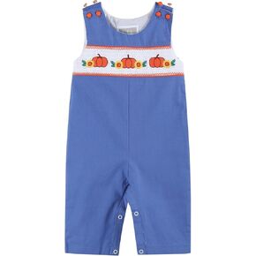 Lil cactus Blue Pumpkin Sunflower Smocked Overalls,